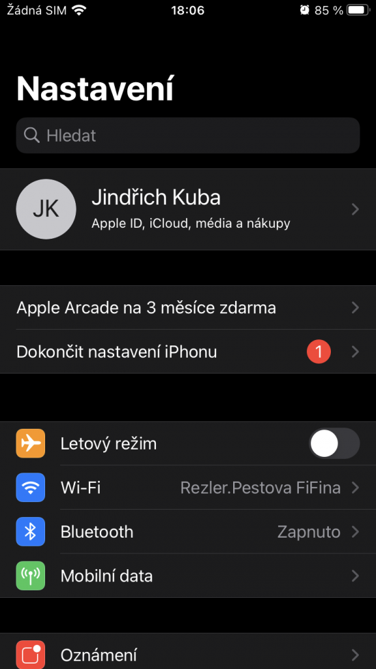 Nastavení iOS 14 - Apple iPhone SE 2020